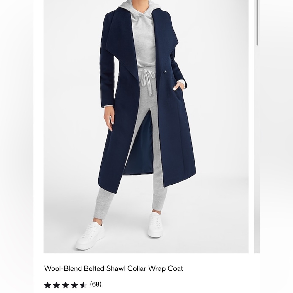 Express Wool-Blend Belted Shawl Collar Wrap NWT